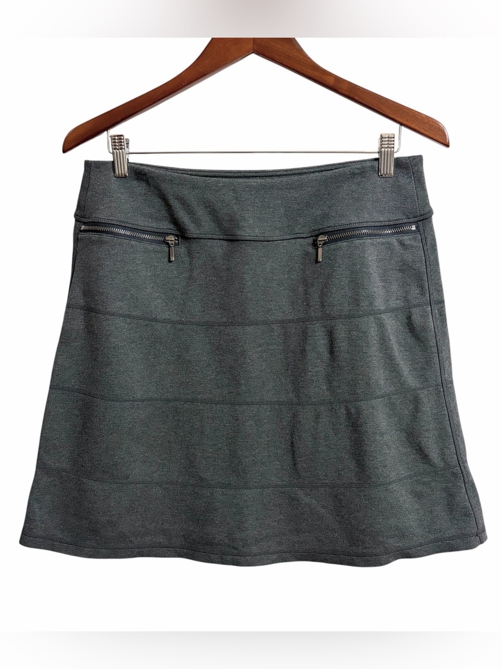 Athleta Strata Ponte Knit Athleisure Mini Skirt Womens M Gray Activewear Stretch